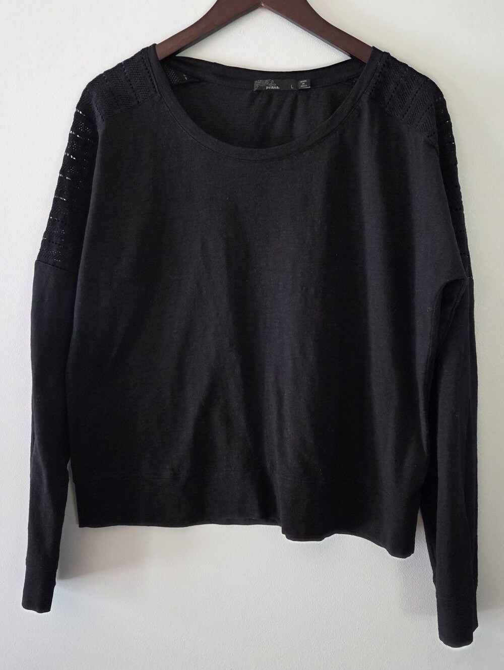 Prana Chesterbrook Black Long Sleeve Top Size L